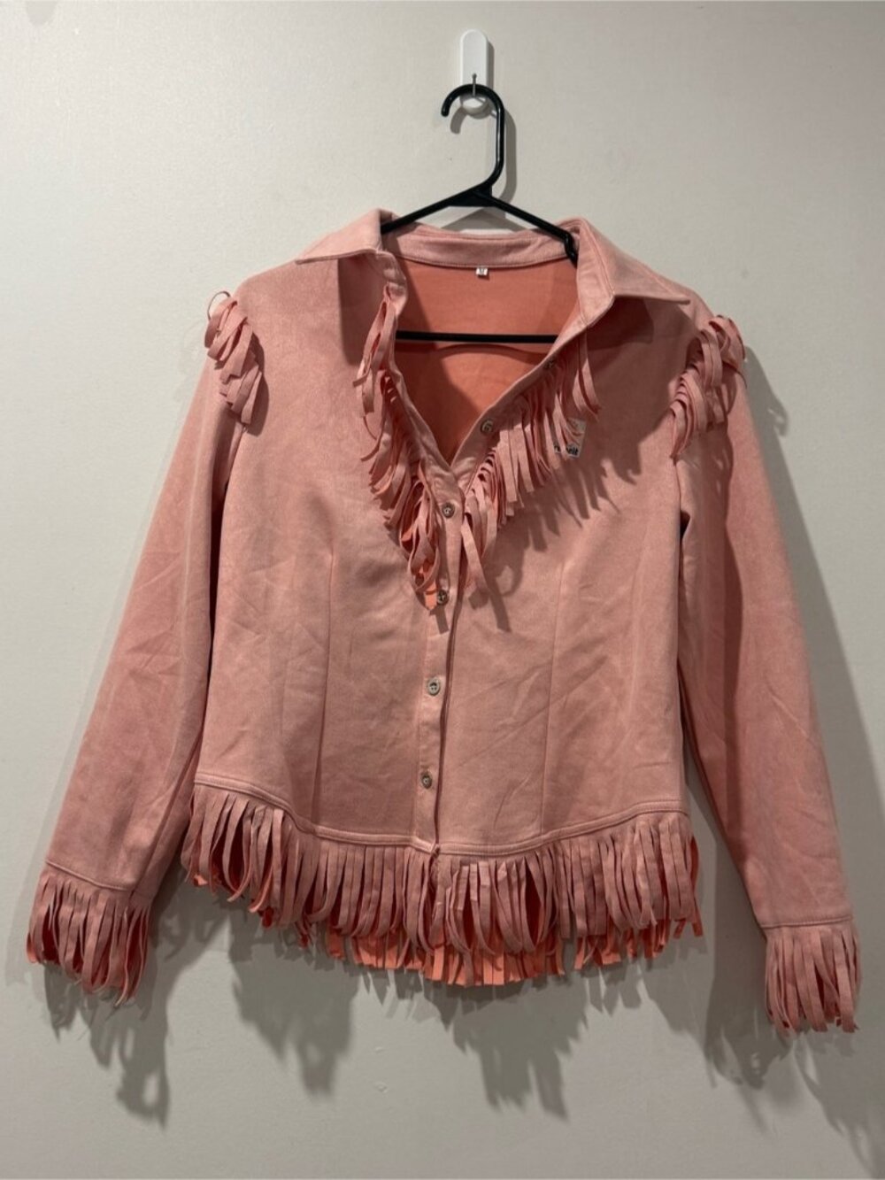 Freiheit Pink Fringe Button-Front Jacket – Size M - Picture 2 of 8